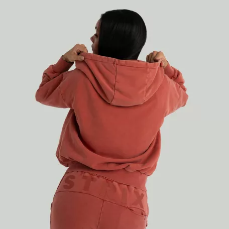 Zip Washed női kapucnis pulóver Terra - XL - narancssárga - STRIX - GymBeam