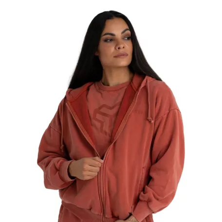 Zip Washed női kapucnis pulóver Terra - XL - narancssárga - STRIX - GymBeam