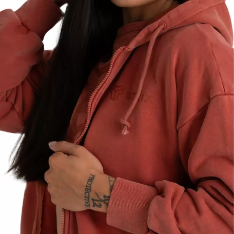 Zip Washed női kapucnis pulóver Terra - XL - narancssárga - STRIX - GymBeam