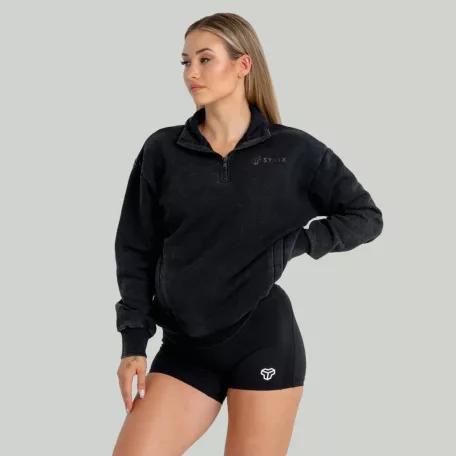 Washed női pulóver Black - XS - fekete - STRIX - GymBeam