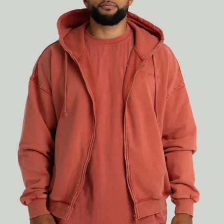 Washed Zip kapucnis pulóver Terra - S - narancssárga - STRIX - GymBeam