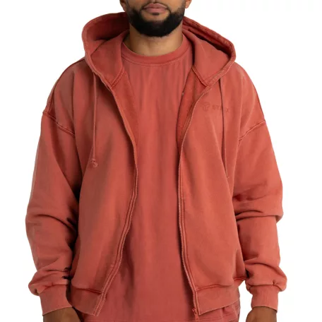 Washed Zip kapucnis pulóver Terra - S - narancssárga - STRIX - GymBeam