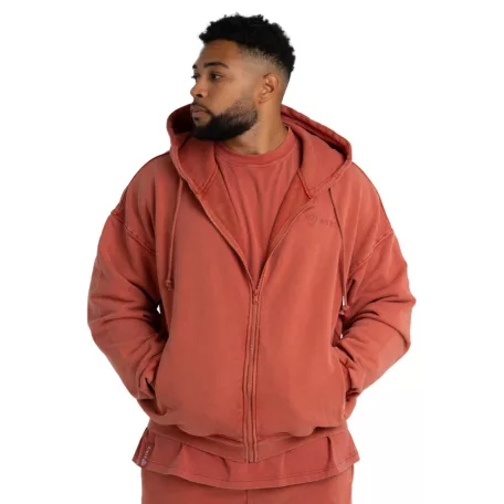 Washed Zip kapucnis pulóver Terra - M - narancssárga - STRIX - GymBeam