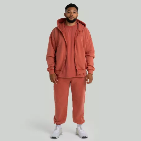 Washed Zip kapucnis pulóver Terra - L - narancssárga - STRIX - GymBeam