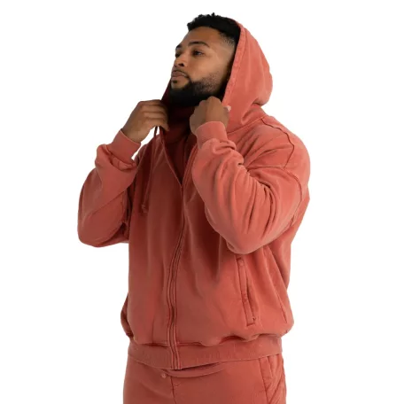 Washed Zip kapucnis pulóver Terra - L - narancssárga - STRIX - GymBeam