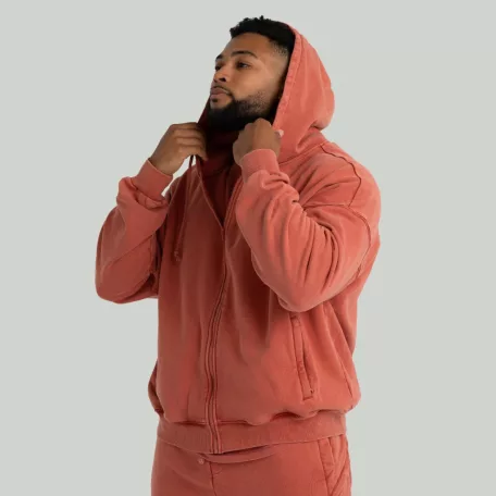 Washed Zip kapucnis pulóver Terra - XL - narancssárga - STRIX - GymBeam