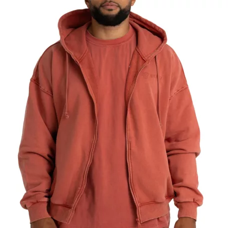 Washed Zip kapucnis pulóver Terra - XXL - narancssárga - STRIX - GymBeam