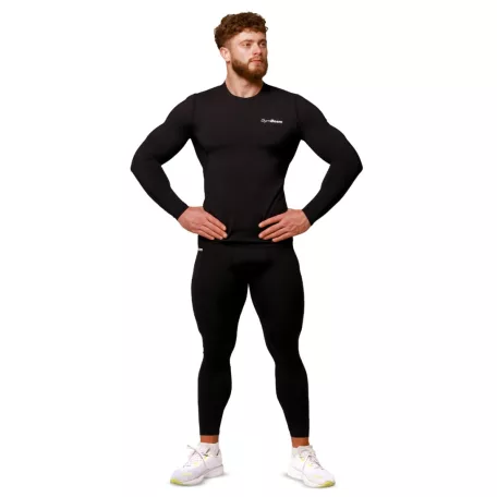 Mid kompressziós hosszú ujjú póló Black - S - fekete - GymBeam