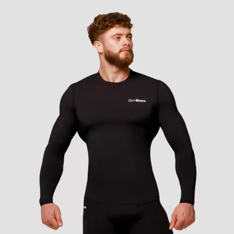 Mid kompressziós hosszú ujjú póló Black - M - fekete - GymBeam
