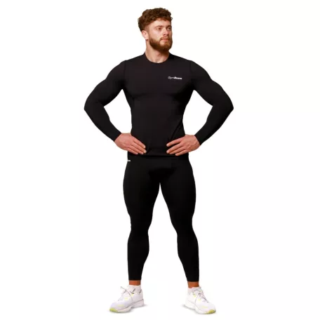 Mid kompressziós hosszú ujjú póló Black - M - fekete - GymBeam