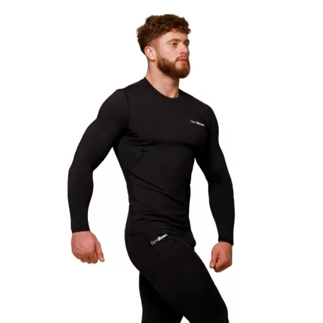 Mid kompressziós hosszú ujjú póló Black - L - fekete - GymBeam