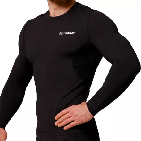 Mid kompressziós hosszú ujjú póló Black - XXXL - fekete - GymBeam