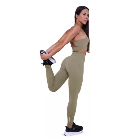 Pulse női futóleggings Vetiver - L - zöld - GymBeam