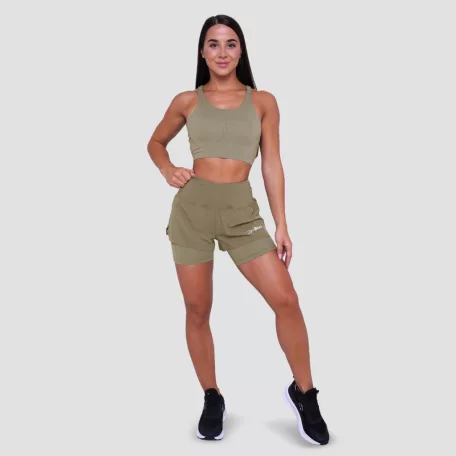Pulse 2in1 női futó rövidnadrág Vetiver - XS - zöld - GymBeam