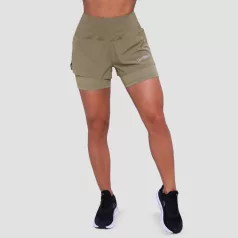   Pulse 2in1 női futó rövidnadrág Vetiver - S - zöld - GymBeam
