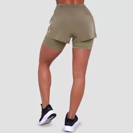 Pulse 2in1 női futó rövidnadrág Vetiver - S - zöld - GymBeam