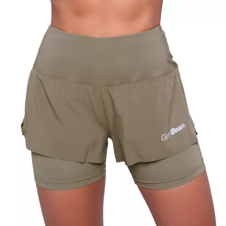 Pulse 2in1 női futó rövidnadrág Vetiver - S - zöld - GymBeam