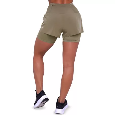 Pulse 2in1 női futó rövidnadrág Vetiver - S - zöld - GymBeam