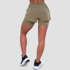 Pulse 2in1 női futó rövidnadrág Vetiver - XL - zöld - GymBeam