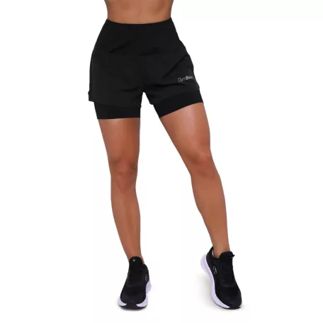 Pulse 2in1 női futó rövidnadrág Black - XL - fekete - GymBeam