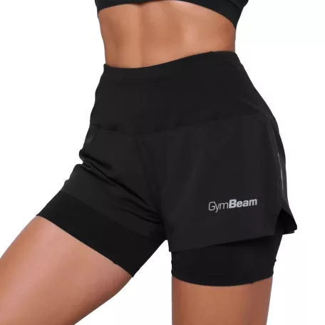 Pulse 2in1 női futó rövidnadrág Black - XL - fekete - GymBeam