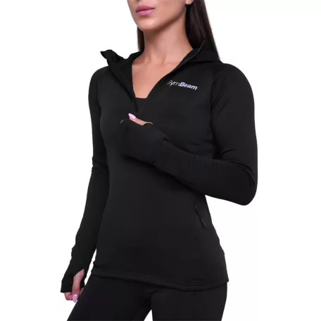 Pulse 1/2 Zip női futófelső Black - XS - fekete - GymBeam