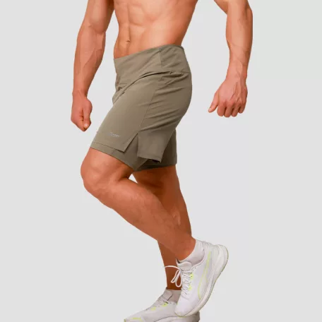 Pulse 2in1 futó rövidnadrág Vetiver - S - zöld - GymBeam