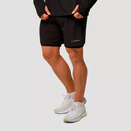 Pulse 2in1 futó rövidnadrág Black - XL - fekete - GymBeam