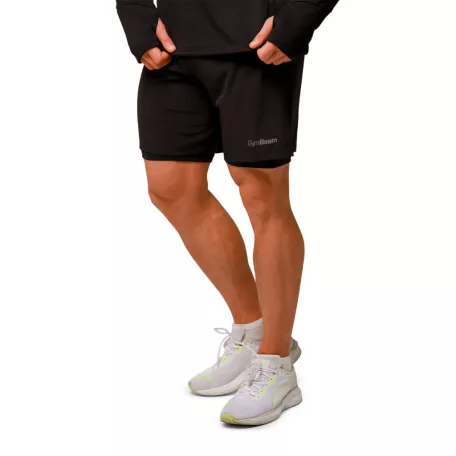 Pulse 2in1 futó rövidnadrág Black - XXL - fekete - GymBeam