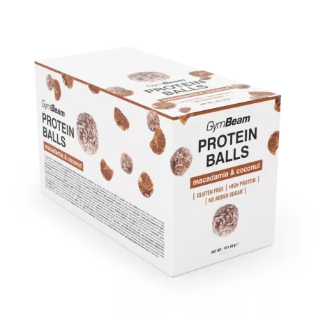 Protein Balls - 10 x 45 g - makadamdió & kókusz - GymBeam