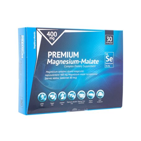 Prémium Magnézium-malát 400 mg szerves kötésű szelénnel 80 mcg 30 kapszula