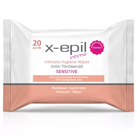 X-Epil Intimo Intim törlőkendő - sensitive 20db