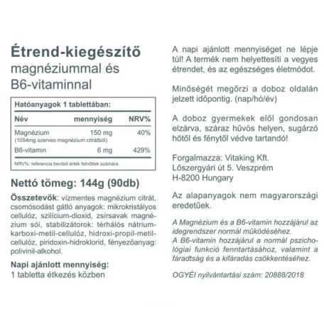 Vitaking Magnézium Citrát + B6-vitamin 90 tabletta