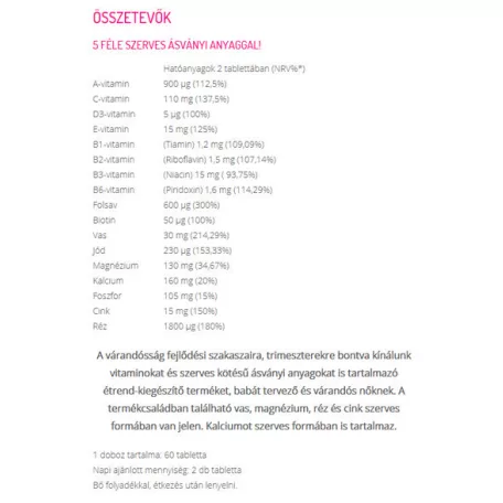 Trimeszter 2 várandós vitamin 60 tabletta
