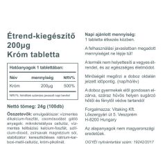 Vitaking Króm pikolinát 200mcg 100 tabletta