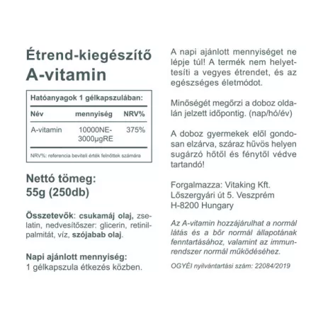 Vitaking A-10000 NE 250 gélkapszula