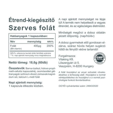 Vitaking Folát 400mcg 60 kapszula