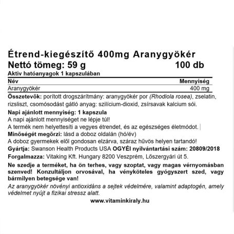 Swanson Aranygyökér 400mg 100 kapszula