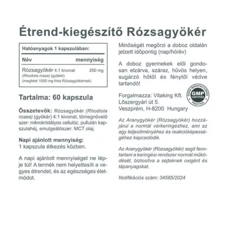 Vitaking Aranygyökér 400mg 60 kapszula