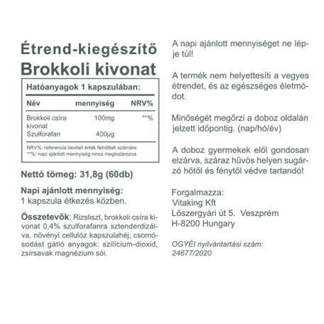 Vitaking Brokkoli kivonat 400mcg 60 kapszula