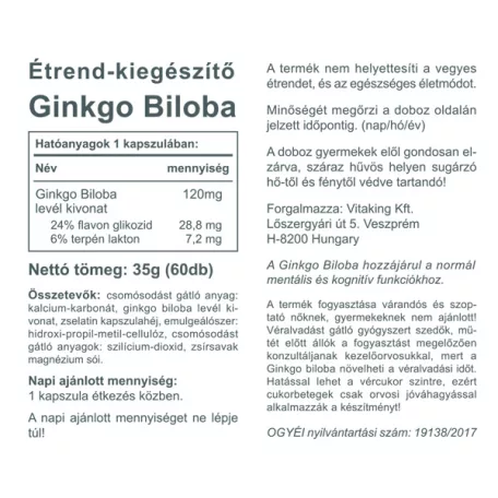 Vitaking Ginkgo Forte 120mg 60 kapszula
