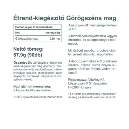 Vitaking Görögszéna 610mg 90 kapszula