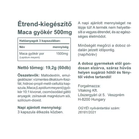 Vitaking MACA 500mg 60 kapszula