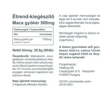 Vitaking MACA 500mg 90 kapszula