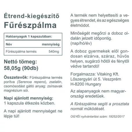 Vitaking Saw Palmetto 540mg 90 kapszula