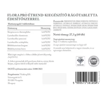 Vitaking FloraPro élőflórás  60 rágótabletta