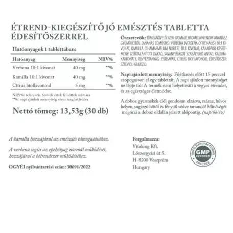 Vitaking Jó Emésztés Gyógynövény Komplex 30 tabletta