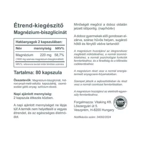 Vitaking Magnézium Biszglicinát 80 kapszula