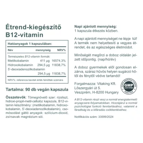 Vitaking B12-vitamin 1000mcg 90 kapszula