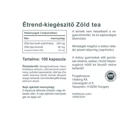 Vitaking Zöld Tea Polifenolokkal 100 kapszula